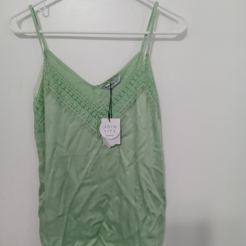 Stradivarius lace trimmed v neck camisole